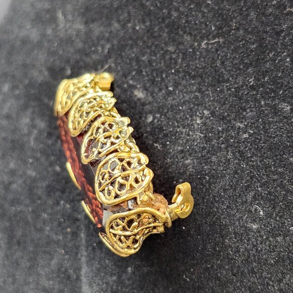 Vintage Filligree & Amythst Glass Brooch - Picture 7 of 10